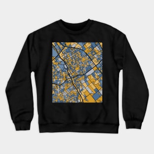 San Jose Map Pattern in Blue & Gold Crewneck Sweatshirt